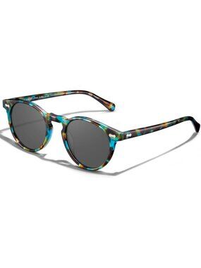 Women's Flower Grey Vintage Round Acetate Polarized Sunglasses UV Protection